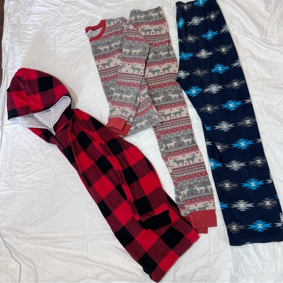 Boys XL X-Large Lot of 3 Pajamas Fleece Thermal Separates One Piece Pants 14 - Picture 1 of 15